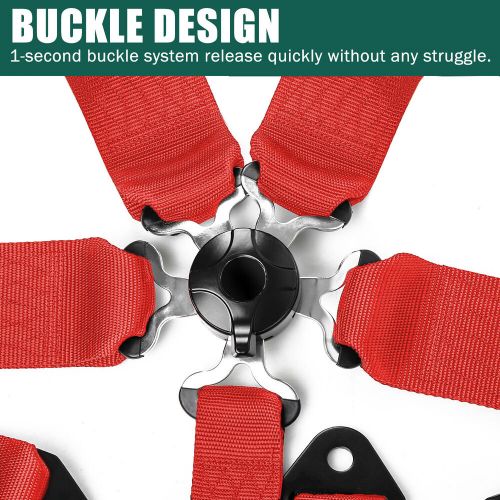 1pcs 5 point racing harness camlock quick release safety seat belt red atv utv