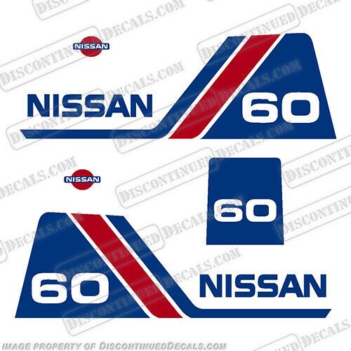 Fits nissan 60hp outboard motor engine decal kit - 1984 - 1995