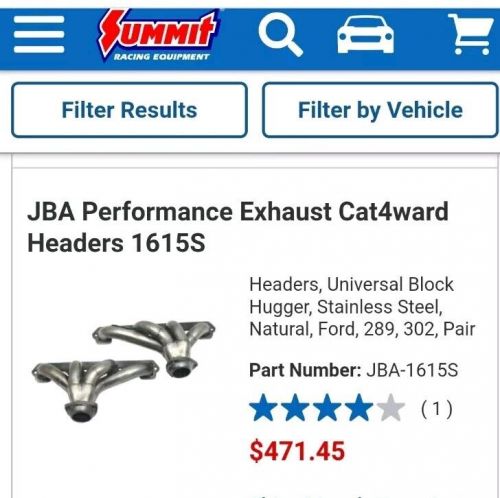 Jba performance headers 289 - 302 ford  part#1615s