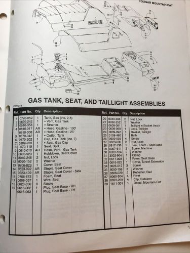 Original 1993 arctic cat illustrated parts manual snowmobile - cougar