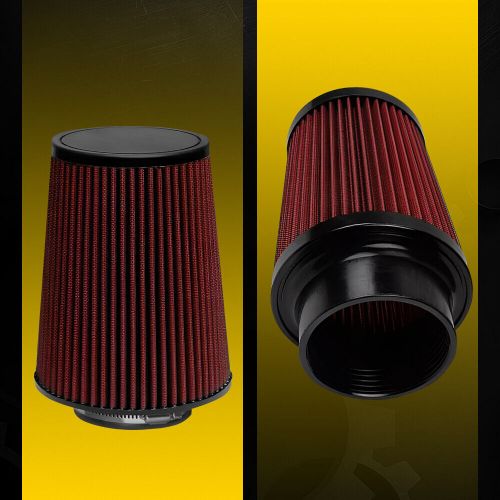 4&#034;  high flow inlet cone dry filter cold air intake replacement universal red k