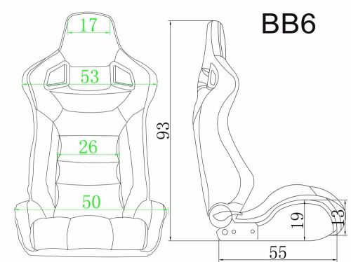 Pair bb6 reclining tilting bucket seats red alcantara suede + universal runners