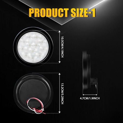 2x 12v 4&#034;inch round clear lens white led truck trailer reverse turn tail lights