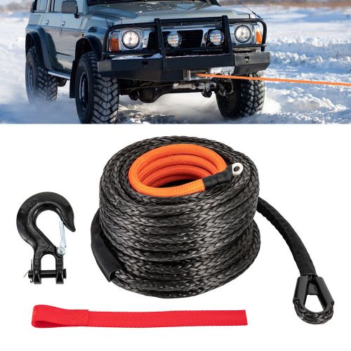 3/8&#034;x 92&#039; synthetic winch rope line 25500lbs car tow recovery cable truck suv