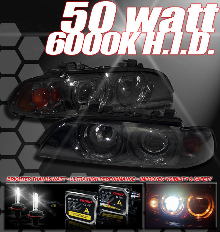 97-03 bmw e39 halo smoke projector headlights+6000k hid