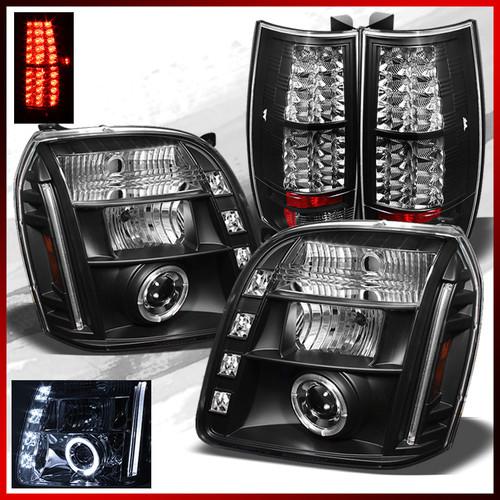 07-13 gmc yukon delani halo led projector headlights+led tail lights combo set