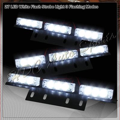 27 white led emergency hazard warning 12v headliner deck dash strobe light bars