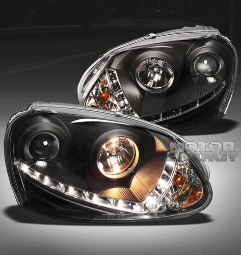 2006-2009 vw golf gti jetta rabbit drl led projector headlight black hid version