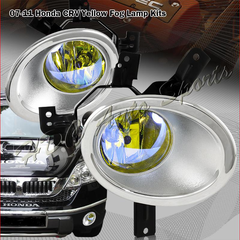 2007-2009 honda cr-v chrome housing jdm yellow lens fog light lamps+switch+relay