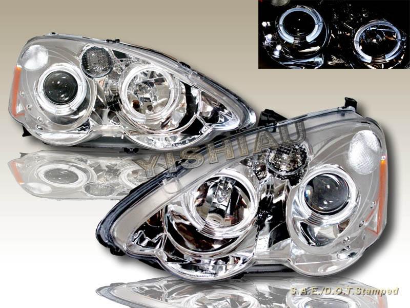 02 03 04 acura rsx projector headlights 2 halo led new 