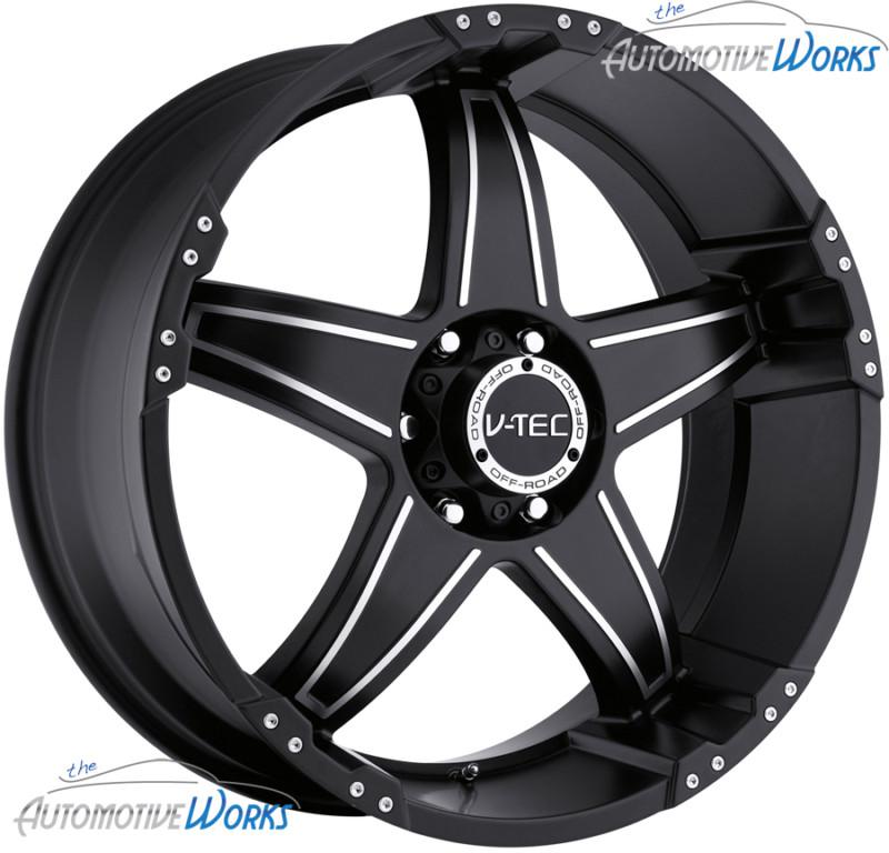 1 - 20x9 v-tec wizard 6x139.7 6x5.5 +30mm matte black machined wheel rim inch 20