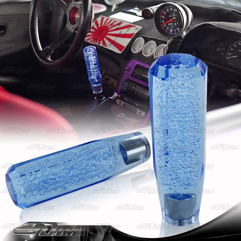 Universal 150mmx42mm octagon bubble lever stick shift screw on knob - blue