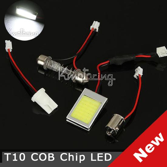 3w 12v t10 cob chip led dome festoon lamp white light panel interior adapter