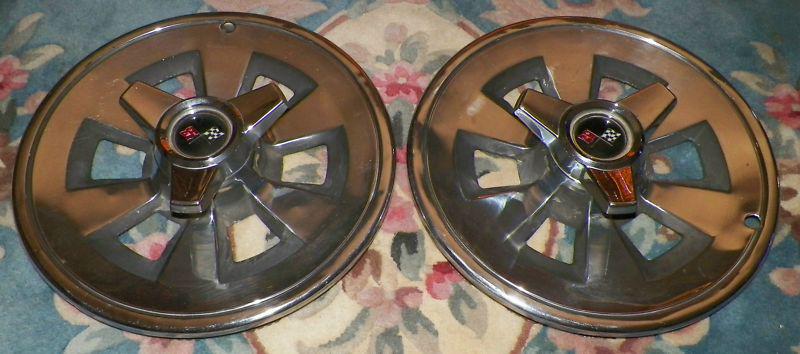 65 1965 chevy corvette spinner hubcaps - wheel covers oem - set of 2 - vette 