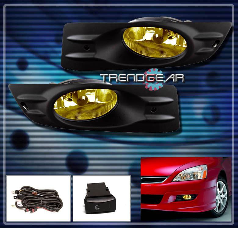 06 07 honda accord ex lx coupe 2-door jdm bumper yellow fog light+switch+harness