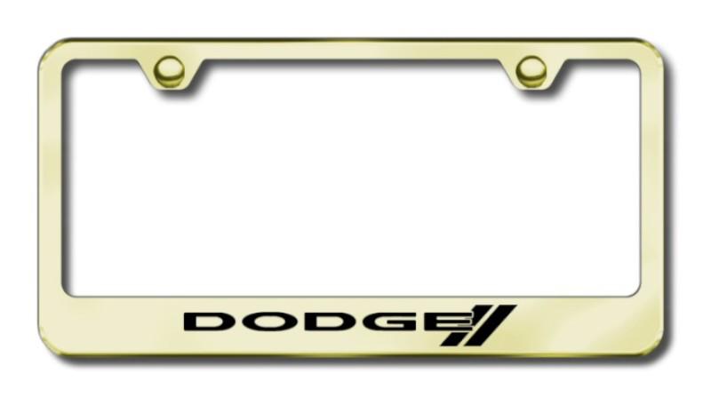 Chrysler dodge stripes  engraved gold license plate frame -metal made in usa ge