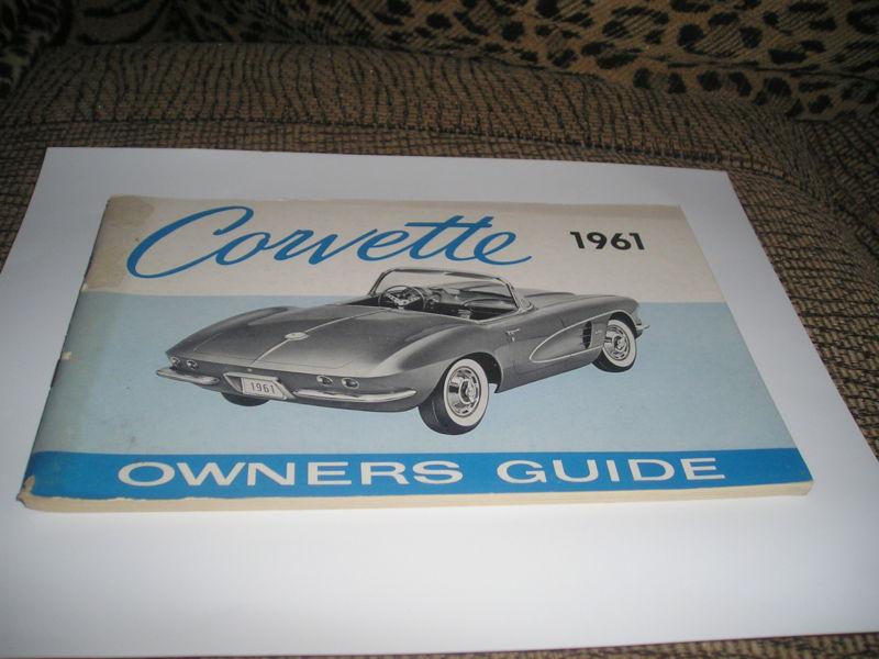 1961 original corvette owners manual with a full corvette news card/bag