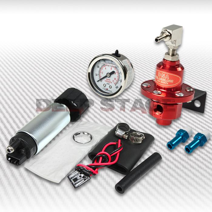 290 lph efi fuel injection pump/tank+160 psi pressure regulator+oil gauge red