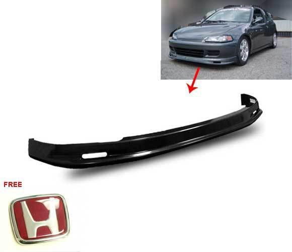 1992-1995 civic 4dr mugen style front bumper lip in ppr black (red h badge gift)