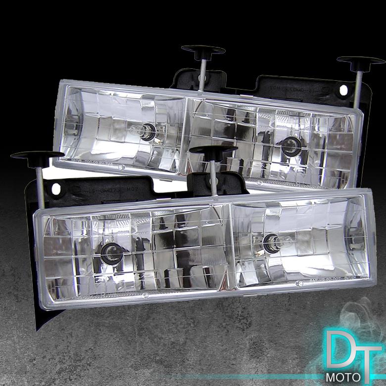 88-98 chevy/gmc c10 full size pickup truck crystal glass headlights lamps lights