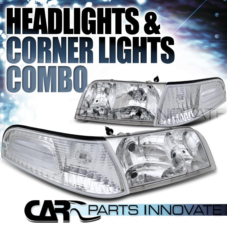 Ford 98-11 crown victoria headlights chrome+corner turn signal clear