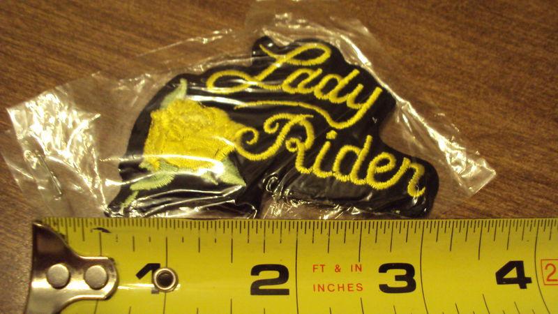 Lady rider yellow rose biker patch iron-on motorcycle vet rocker