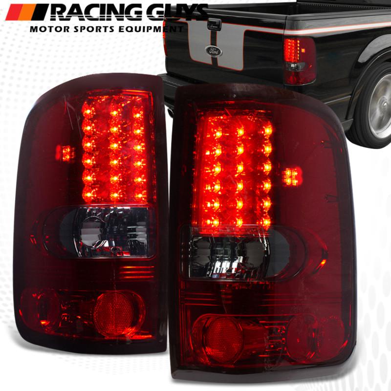 Ford f150 04-08 styleside smoke red led rear tail brake signal lamps lights cab