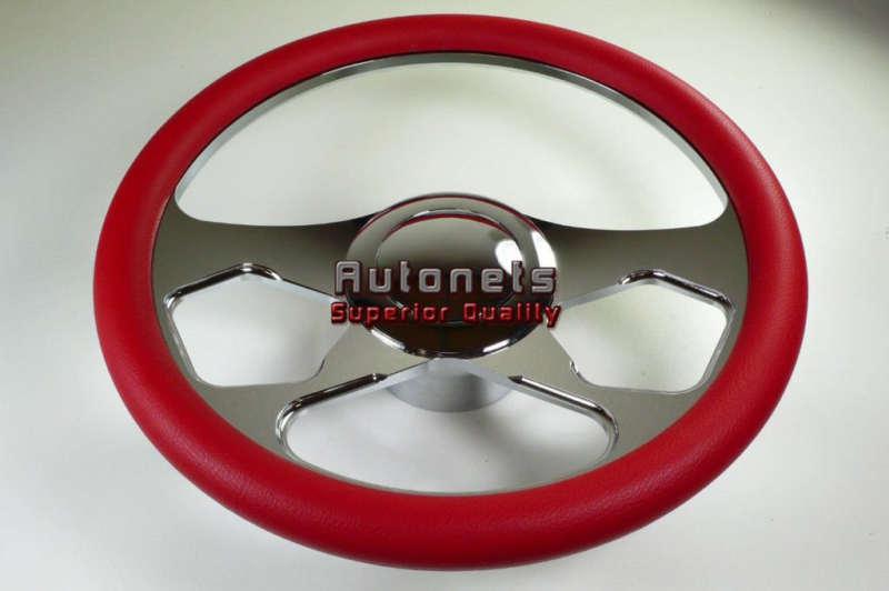 Red leather camaro impala nova hot rod steering wheel aluminum horn adapter