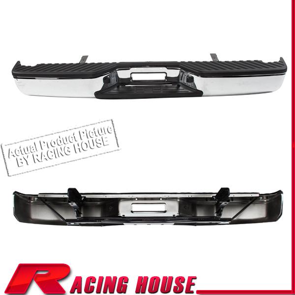 Rear step bumper steel bar w/ blk pad 04-10 nissan titan le se w/o sensor chrome