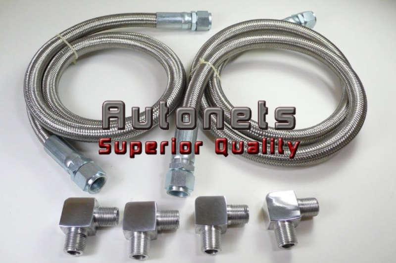 2 transmission trans cooler stainless steel braided hoses + fitting