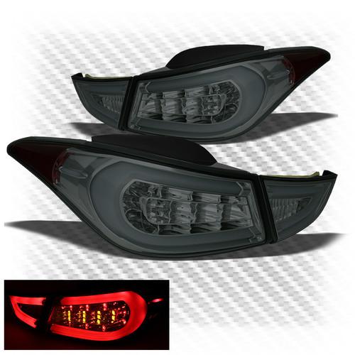 Fit 11-13 elantra smoked philips-led perform tail lights w/red light tube