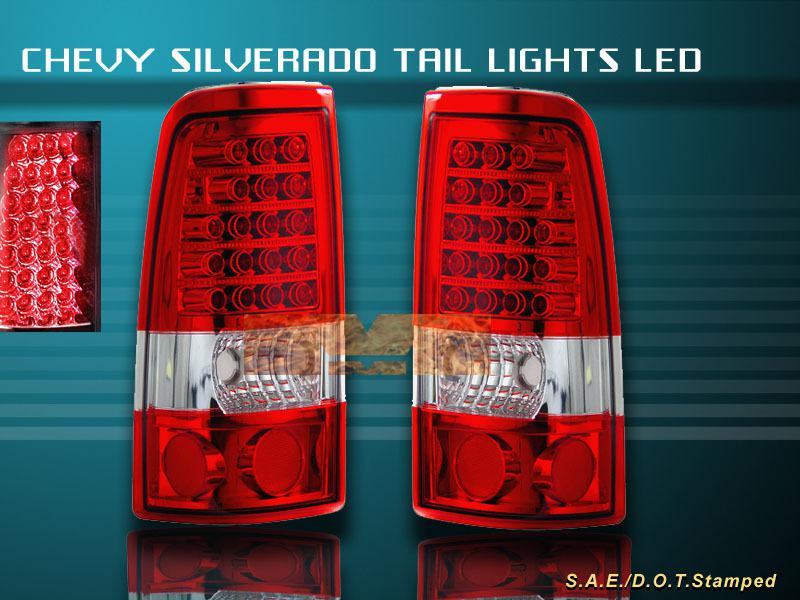 04 05 06 gmc sierra 03 04 05 06 chevy silverado red/clear tail lights led