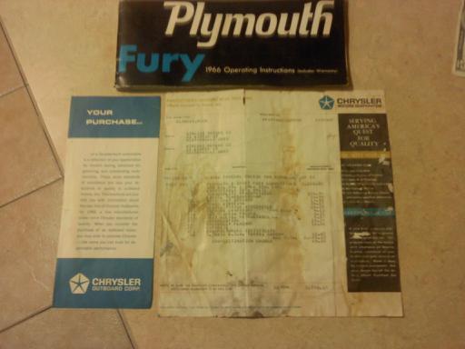 Plymouth fury 1966 operating manual