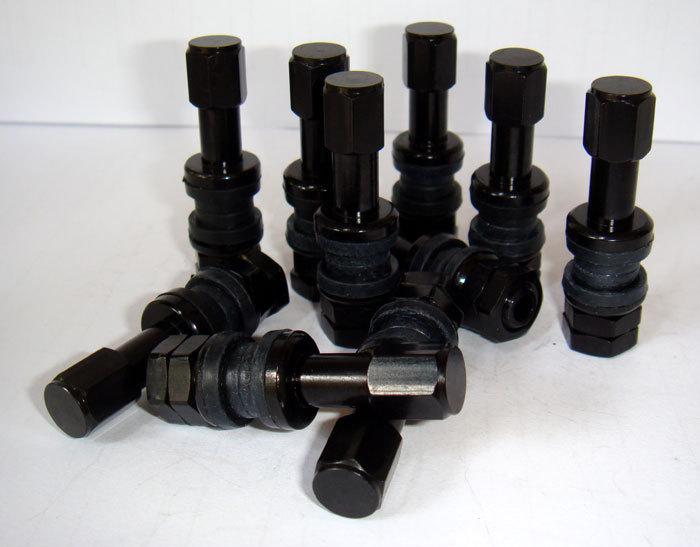 10 pcs. black aluminium tubeless tire valve stem caps.