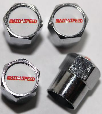 Mazda speed white tire valve stem caps rx-7 rx-8 miata mx 3 5  free shipping