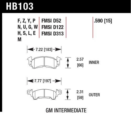 Hawk performance hb103f.590 disc brake pad