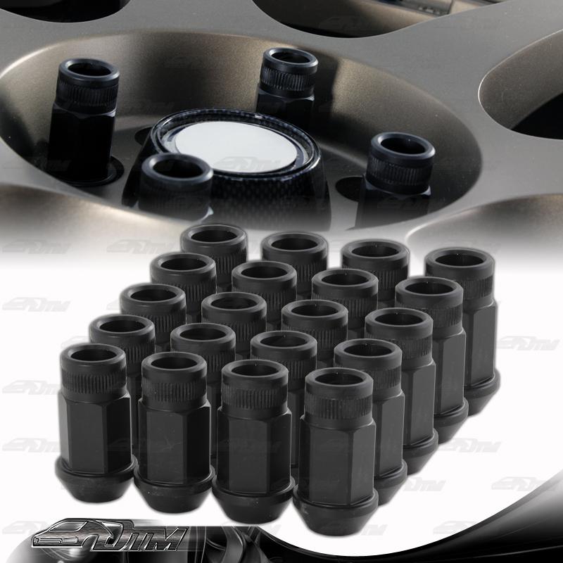 M12 x 1.5mm thread pitch 1.75" long wheel rims tuner lug nuts - 20pc matte black