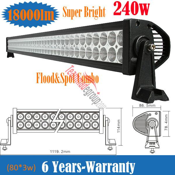 42" 240w led flood spot combo alloy work light lamp bar 4x4 driving 4wd suv boat