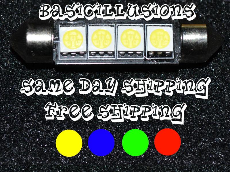 8x 42mm 4 smd blue led dome map light bulb 211 211-2 212-2 569 578 4410