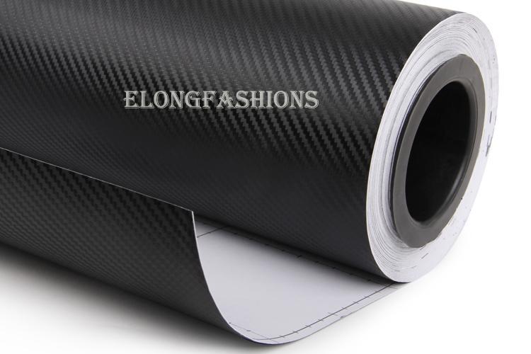 5ftx16ft air free 3d black carbon fibre vinyl car sticker film gift wrap roll 