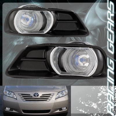 07-09 toyota camry chrome reflector clear lens black cover halo fog light lamp