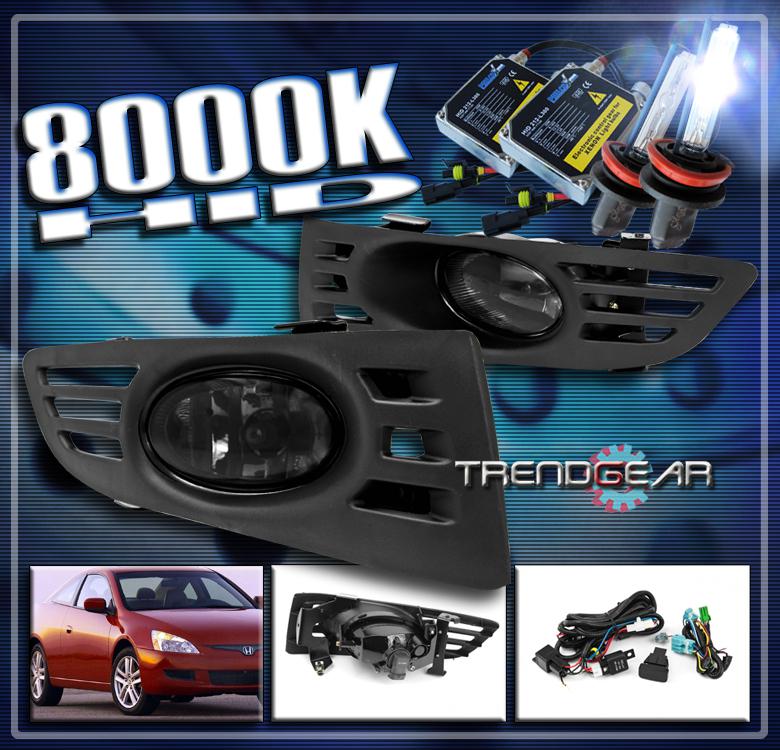 03 04 05 honda accord coupe jdm bumper smoke fog lights+8000k hid+switch+harness