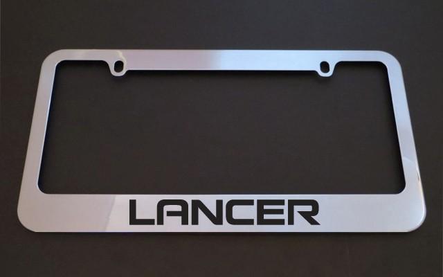 1 brand new mitsubishi " lancer "chrome metal license plate frames + screw caps