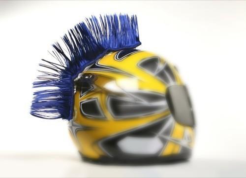 Hairy r's mohawk hair helmet motorcycle mx atv bike - blue