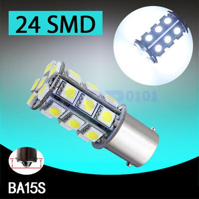 1156 ba15s 24 smd 5050 pure white tail turn signal led car light bulb lamp