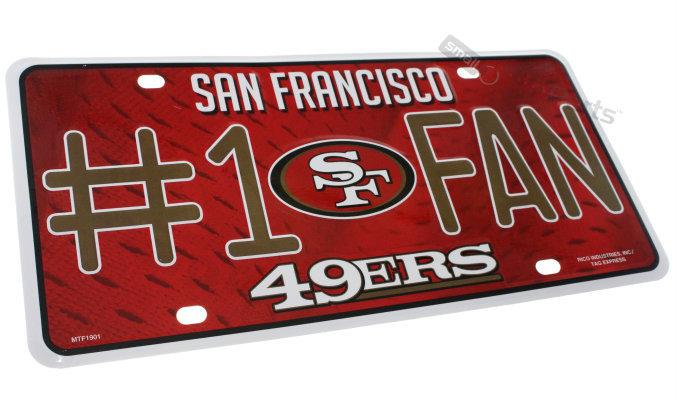 San francisco 49ers nfl #1 fan license plate aluminum metal car truck tag