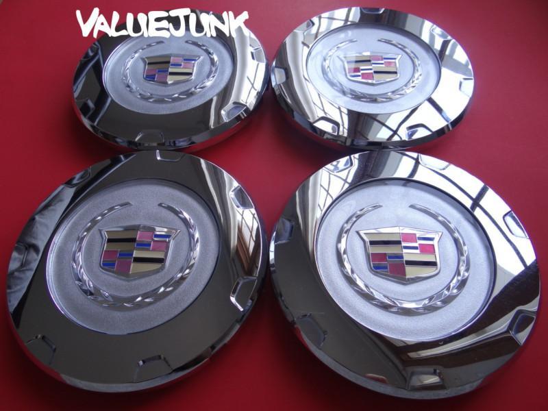 4) 2007-2011 cadillac escalade chrome oem center wheel hub cap p/n 9597355 color