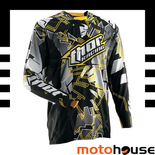 Thor mens core fragment jersey mx offroad dirt motocross black yellow 