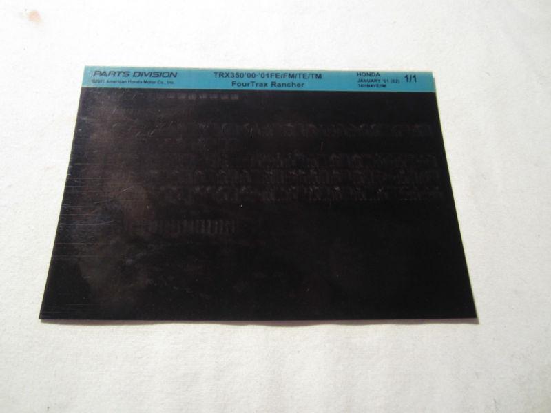 2000-2001 honda atv trx350 fe fm te tm fourtrax rancher microfiche part catalog 