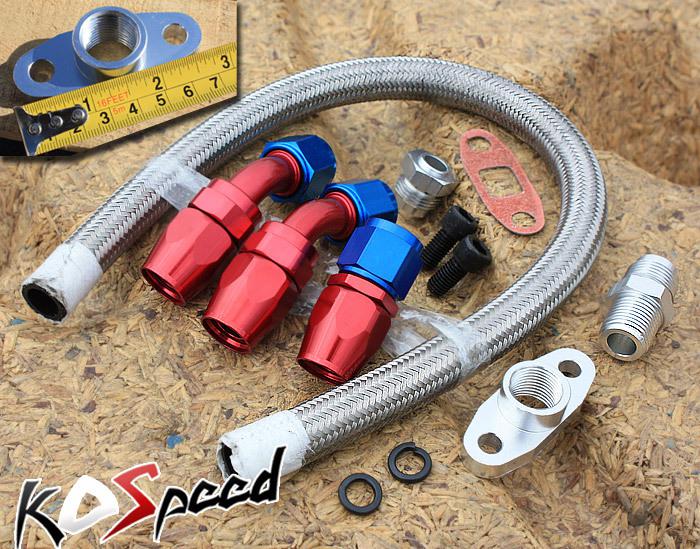 Turbocharger turbo charger 10an  steel oil return drain line+aluminum adapter